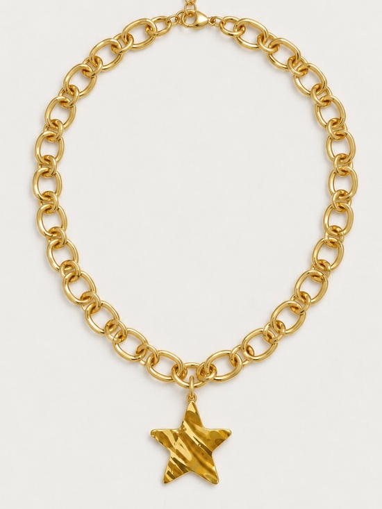 Anthropologie Jewelry - New! Gold Chain Link Star Pendant Necklace NWOT 1009
